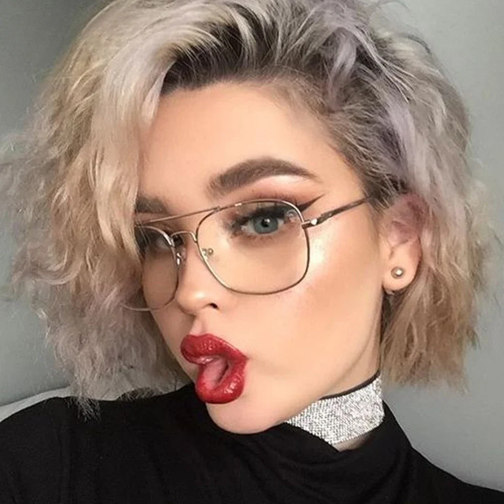 New Vintage Gold Metal Frame Eyeglasses Mens Womens Sun Glasses Retro Square Optical Lens Eyewear Nerd Clear Lens Glasses Oculos