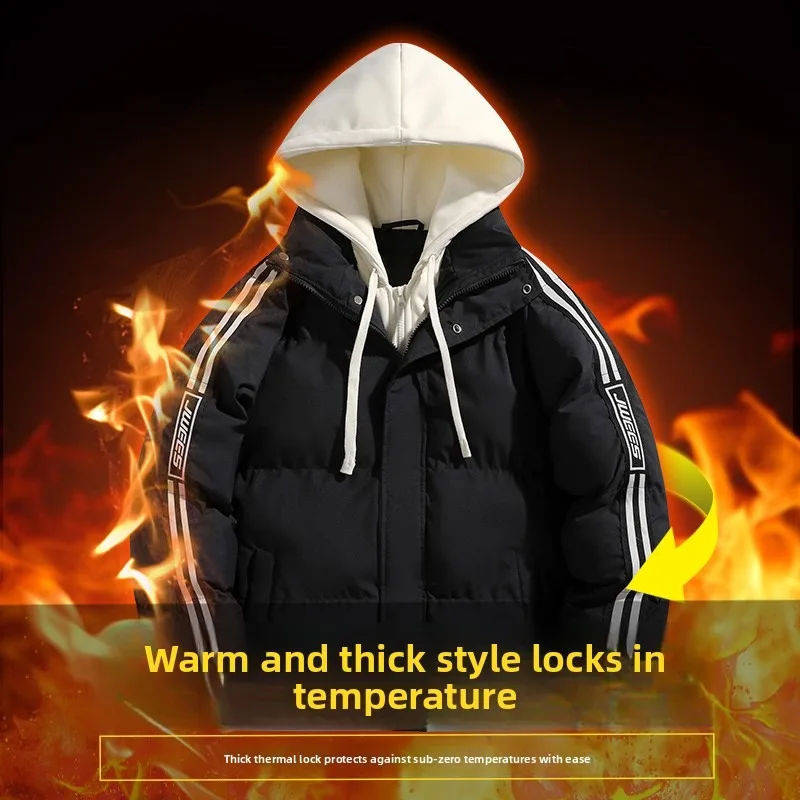 

Повседневная велосипедная куртка с хлопковой подкладкой, ветровка, зимняя мужская куртка с хлопковой подкладкой, модная съемная кепка, пальто