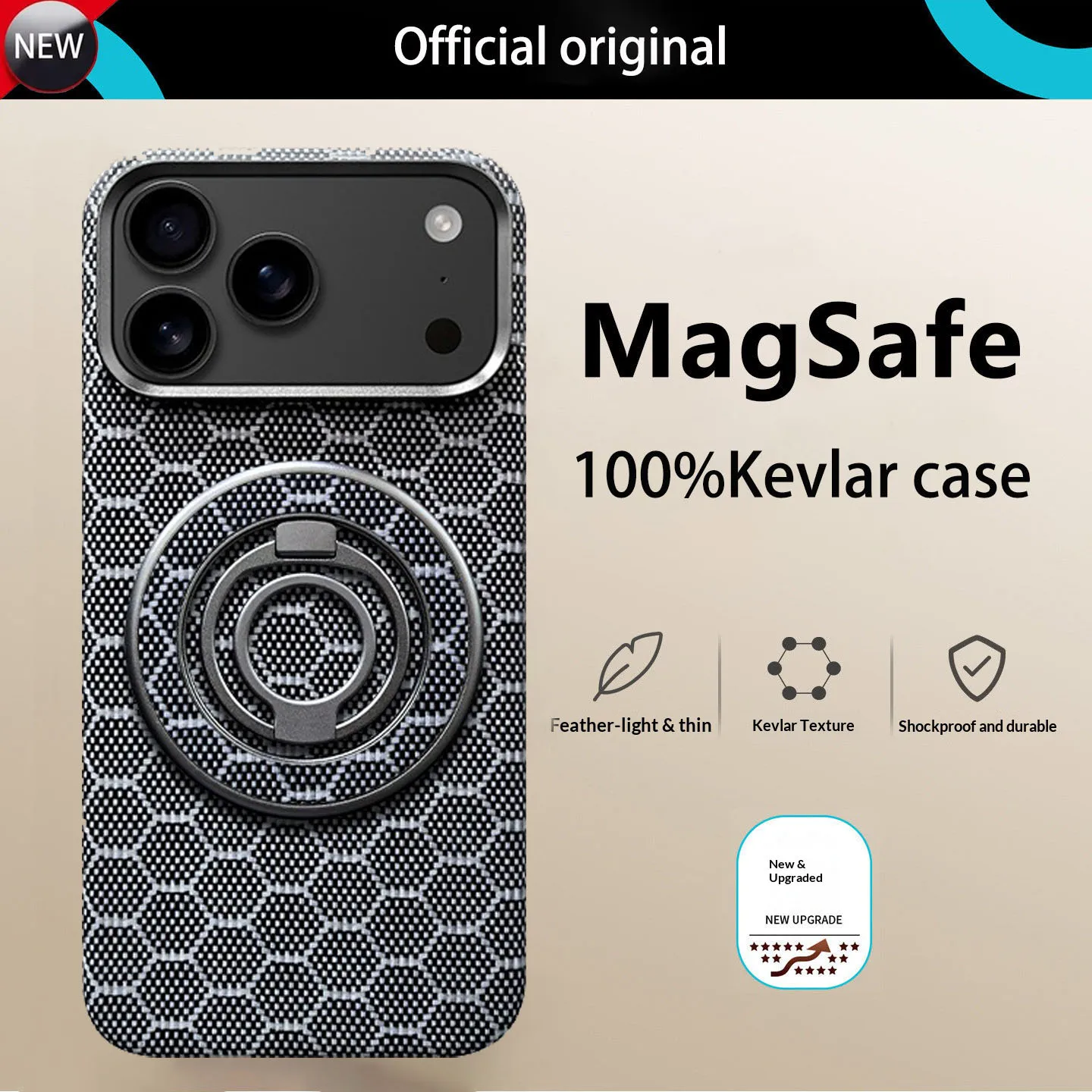 100% Kevlar Real Aramid Fiber Case For iPhone 18 Pro Max, Slim Magnetic Hard Shell Carbon Texture Armor Ultra Thin Cover
