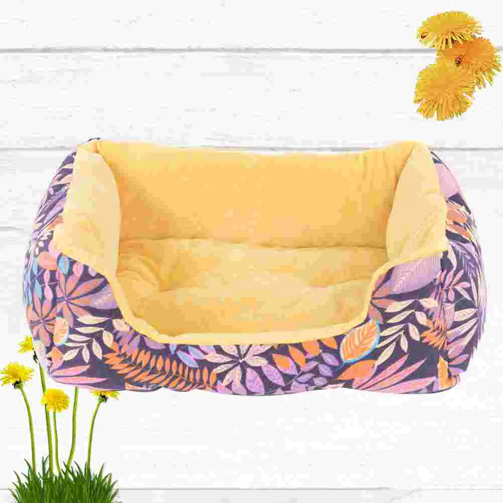 

Pet Bed Floor Mat Thickened Bed Comfort Short Plush Pad Puppy House Nest Winter Supplies for Home Shop (Yellow)