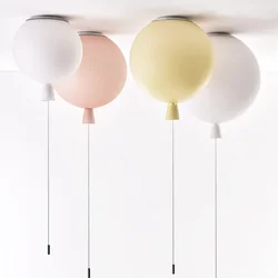 Kids Cartoon Balloon LED Ceiling Light Rope Pull Switch Hanginglamp School Shop Kindergarten Children's Room Plafonnier Lighting