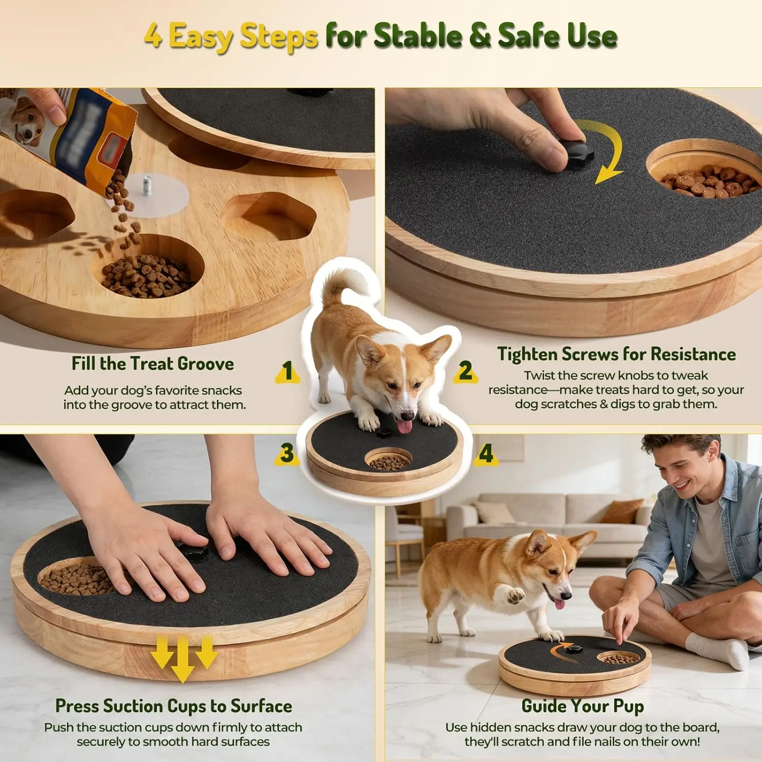 Interactive Dog Training Dog Nail Scratch Pad Adjustable Angle Dog Nail Scratcher Replaceable Sandpaper Nail Care Board for Dogs