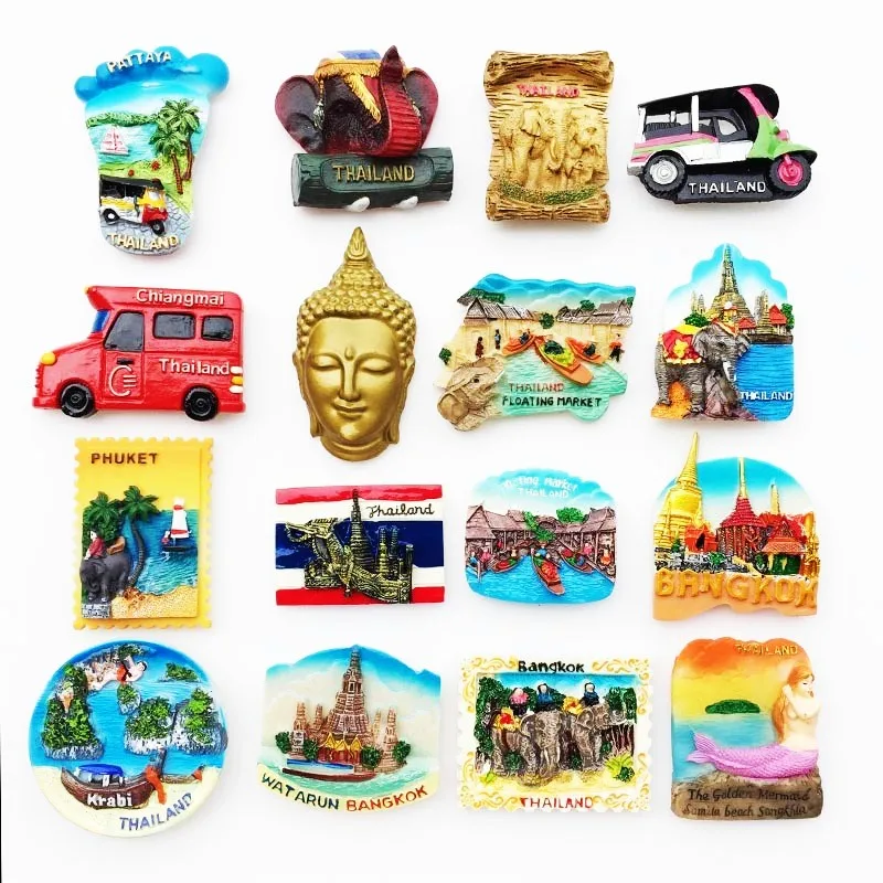 

Thailand Fridge Magnet Souvenir Bangkok Chiang Mai Travel Handicraft Decorative Magnets for the Refrigerator Magnetic Sticker