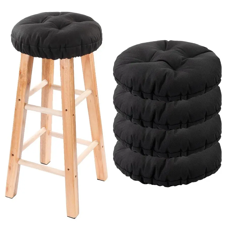 

Stool Covers Set of 4, Stool Covers Round with Elastic Band Pad, Soft Stool Seat Covers, Nonslip and Washable, 12 Inch, Black