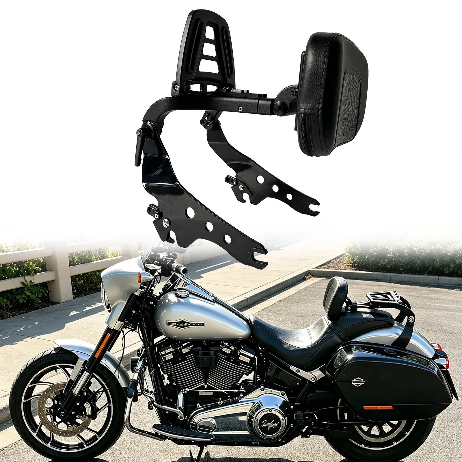 For Harley Low Rider ST FXLRST 117 Sport Glide 107 FLSB 2018-2026 Quick Release Motorcycle Backrest Driver Passenger Sissy bar