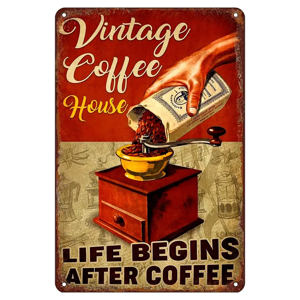 Vintage Coffee House Metal Sign - 