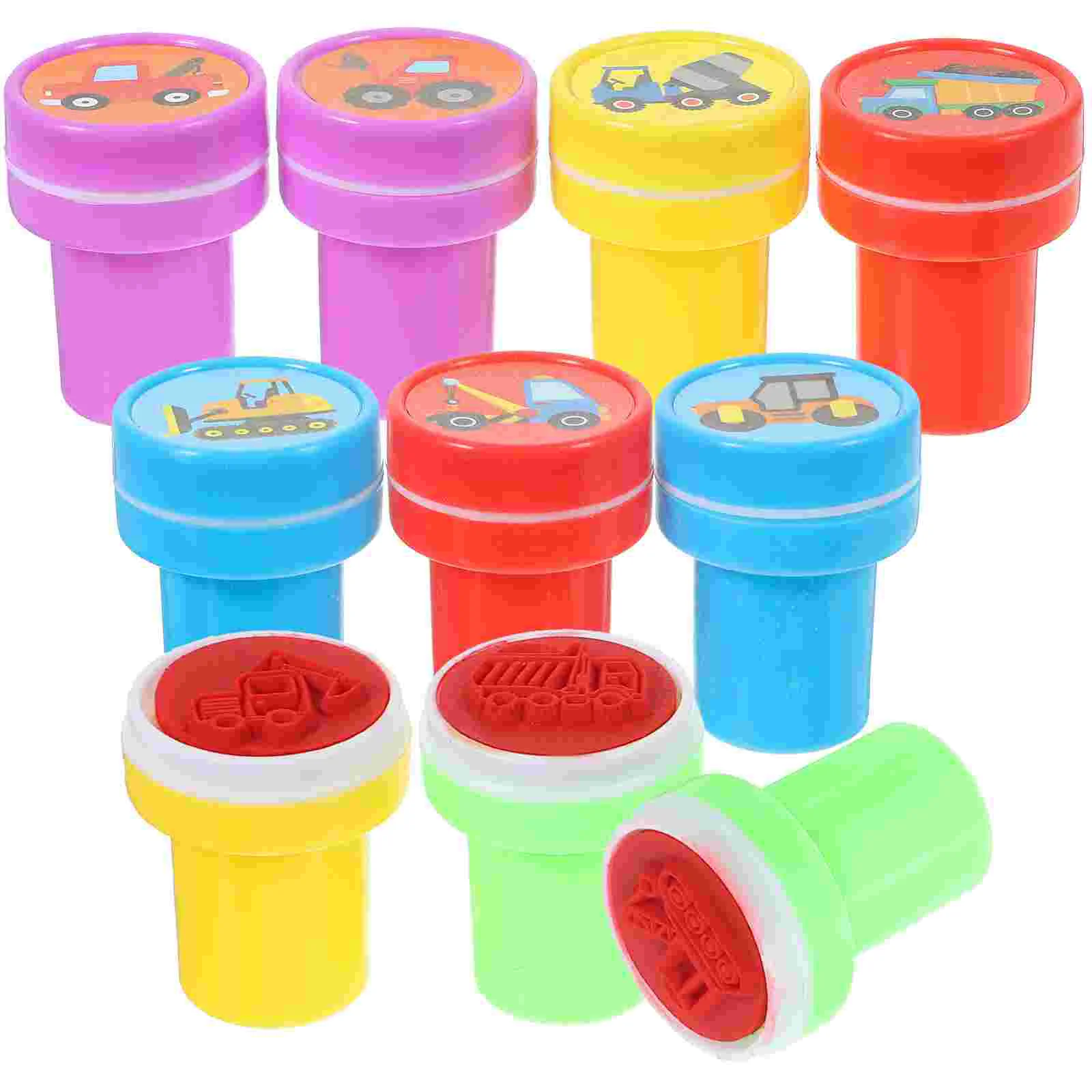 10 Pcs Construction Truck Stamp Kids Stamper Toy Adorable Stamps Cute Plastic Scrapbook Scrapbooking