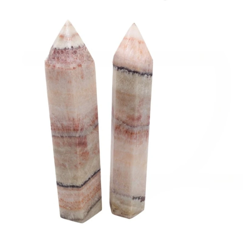 

Crystal column, red stone single pointed column hexagonal prism, rough stone polished home office hotel ornament