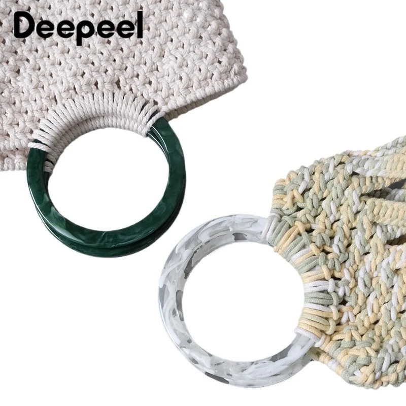 2Pcs Deepeel 9cm Acrylic Round Bag Handle Resin Ring for Purse Handbag Crochet Bags Handles Woven-Bags DIY Handmade Accessories