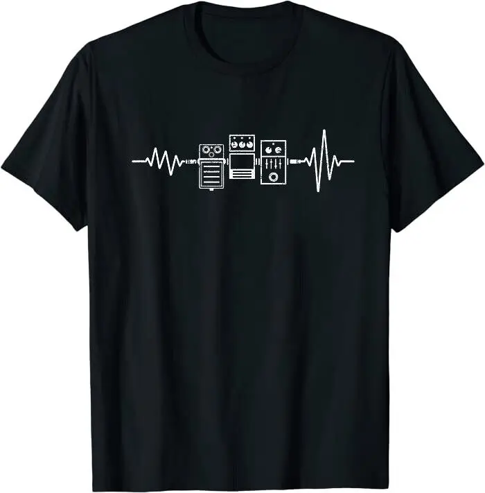 Funny Guitar Effect Pedals Heartbeat  Jack Classic T-Shirt Anime Pattern Summer Clothing