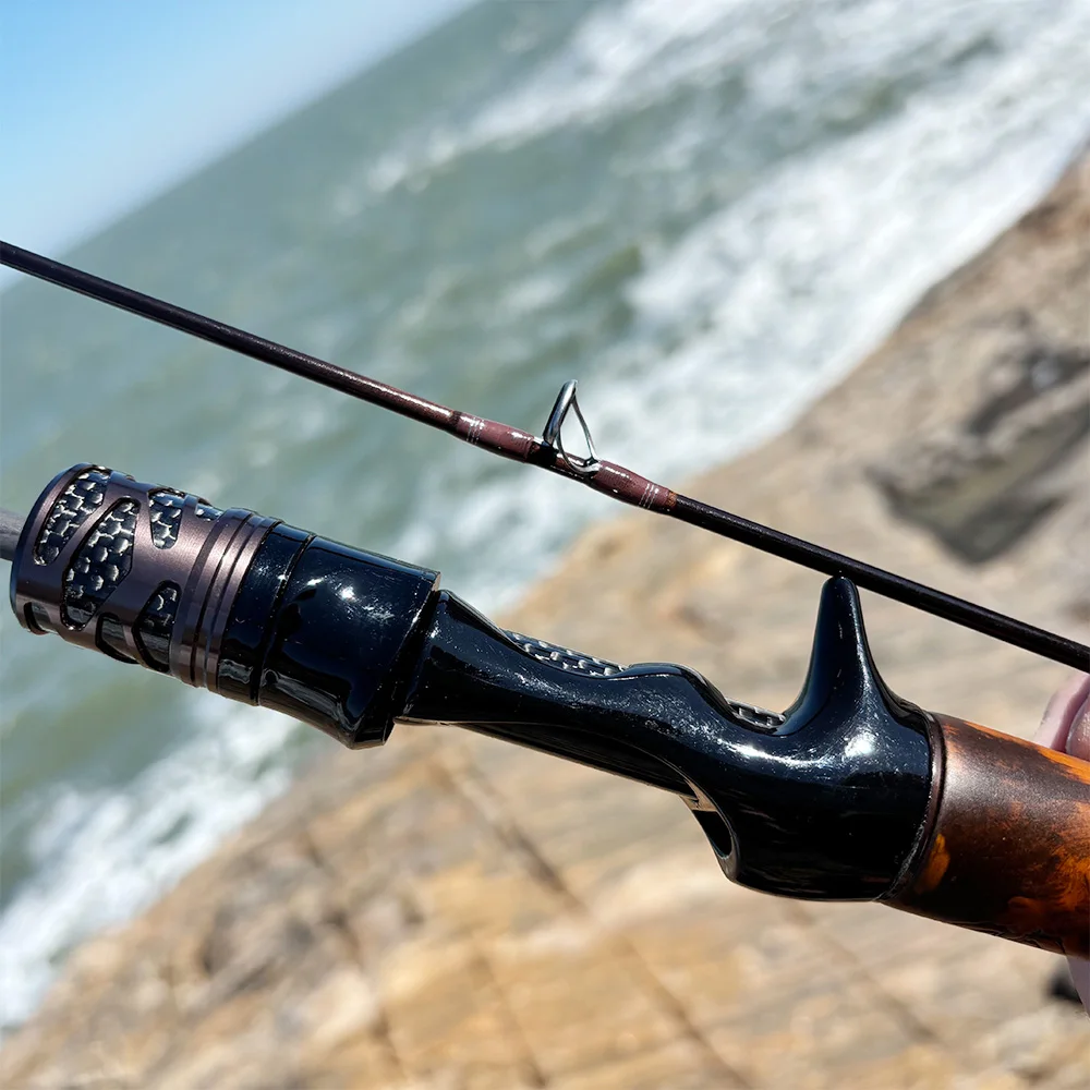 ROLLFISH Ultraleichte Forellenrute aus Kohlefaser, Casting- und Spinnrute mit Fuji-Ringen, Massiver Spitze und Holzgriff – Detail 4