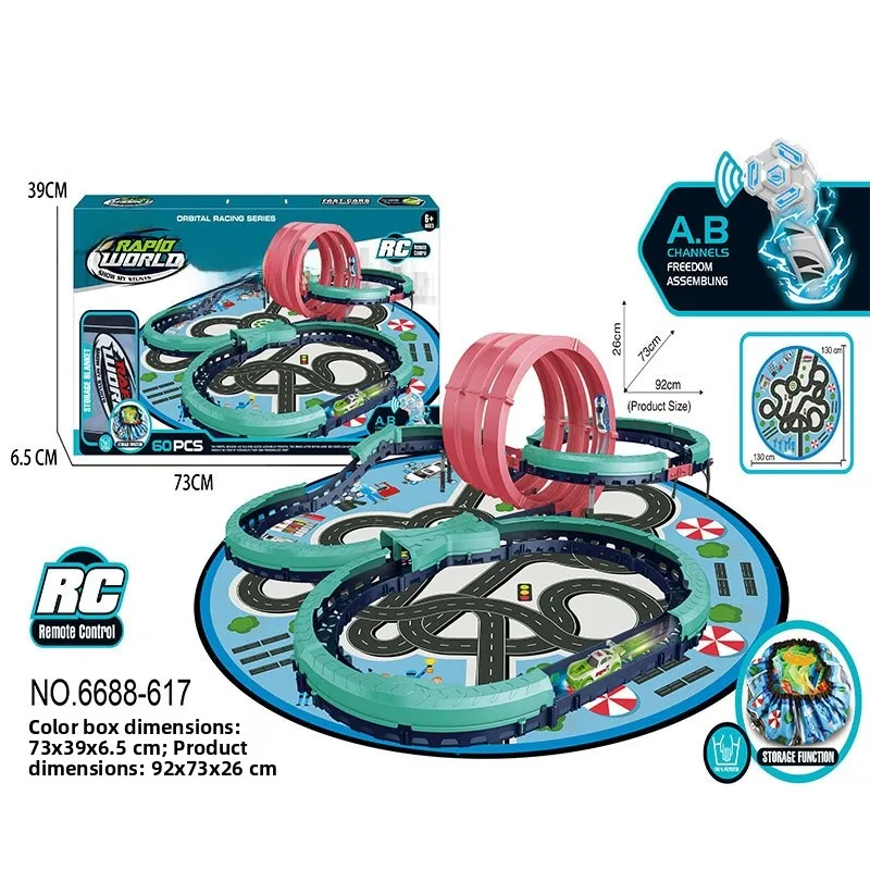 Remote Control  Racing Car Tra Toy for Children Colion Cetition DIY Assembly Model Car Train Set G Neutral