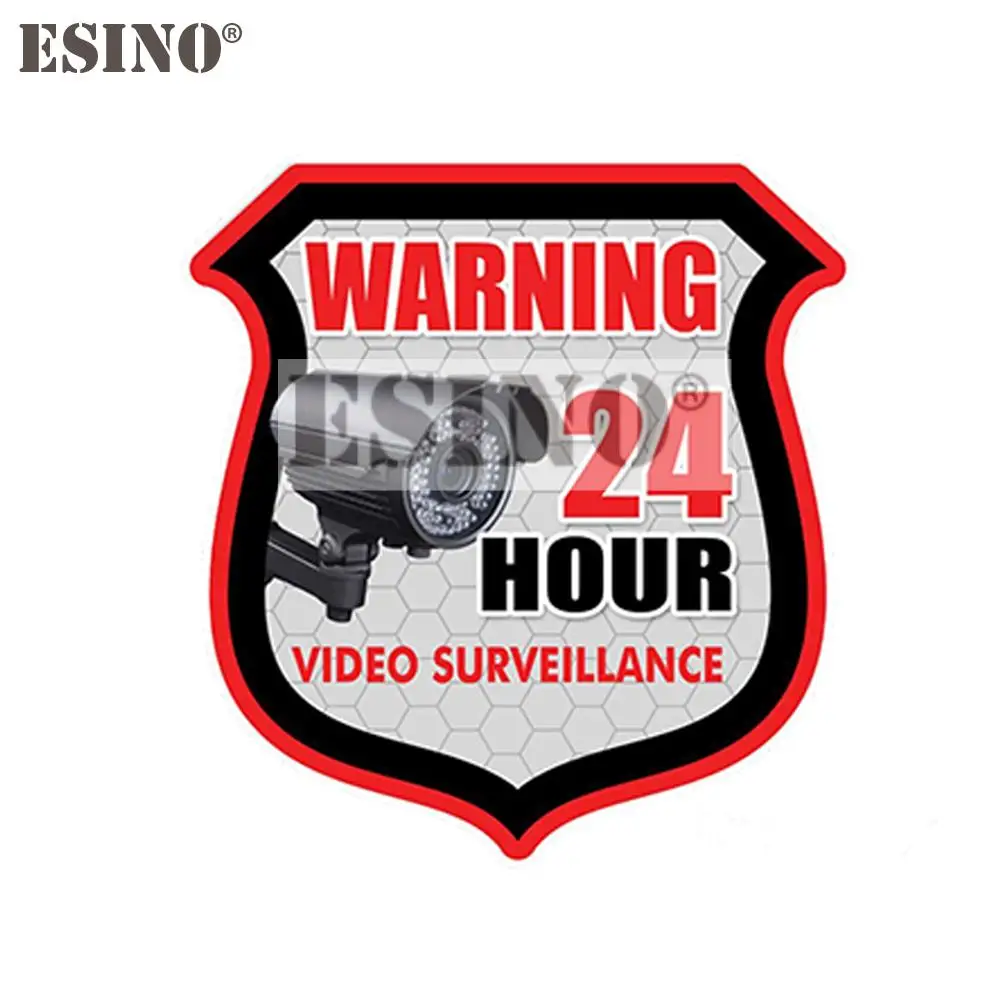 

Car Styling Creative Warning 24 Hour Video Surveillance Decal Cartoon PVC Waterproof Car Body Sticker Pattern Vinyl