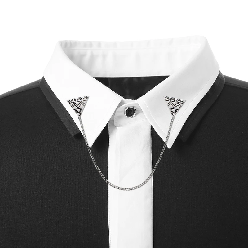 Vintage Triangular Shaped Brooch Striped Pattern Brooch Suit Accessories for Men Collar Needles Pin Jewelry Birthday Gift