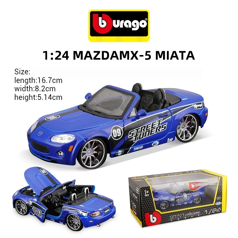 Burago 1:24 Mx-5 ata MiBlue Voiture de sport Die Considérant Alliage Modèle Collection Décoration Modèle De Voiture Mâle Contrôle De La Force Voiture Jouet Cadeau