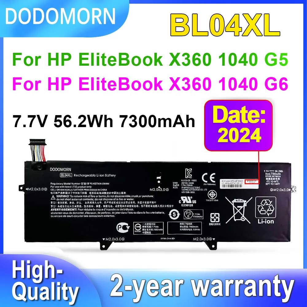 

DODOMORN BL04XL Battery For HP EliteBook X360 1040 G5 G6 Series HSTNN-DB8M HSTNN-UB7N Laptop Batteries 7.7V 56.2Wh 7300mAh