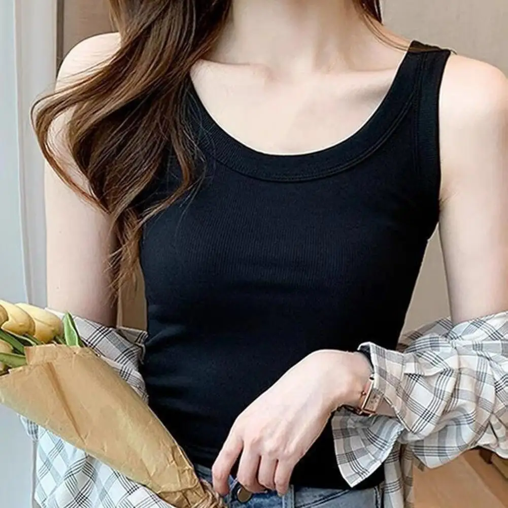 Top Stylish Tank Tops for Women Slim-fit Solid Color Camisole with Soft Elastic Material for Daily Wear Sports Activities