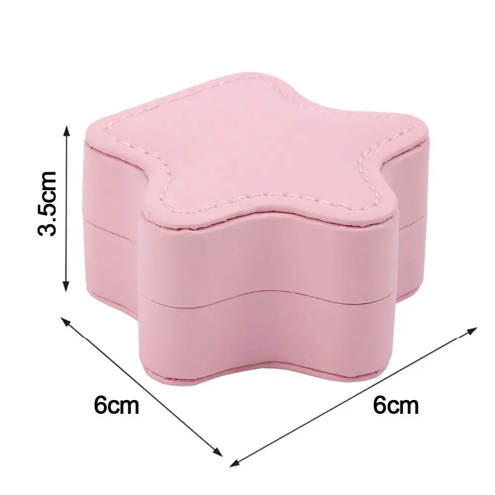 Caja de almacenamiento de joyería en forma de corazón y estrella, Mini organizador de pendientes y anillos de cuero PU, estuche de exposición impermeable para collares, suministros de viaje