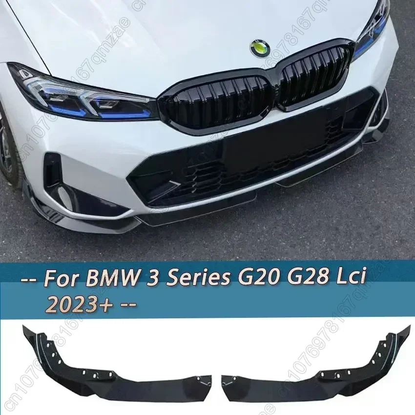 2Pcs/Set MP Style Front Bumper Splitter Lip Spoiler Diffuser Guard Body Kit Cover For BMW 3 Series G20 G28 Lci 2023+ Gloss Black