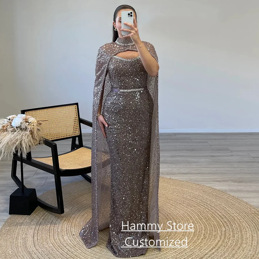Funkelndes Meerjungfrau-Abschlussballkleid mit Umhang, maßgeschneidert, herzförmig, ärmellos, Kristall, Saudi-Arabien, Partykleid, Abendkleider