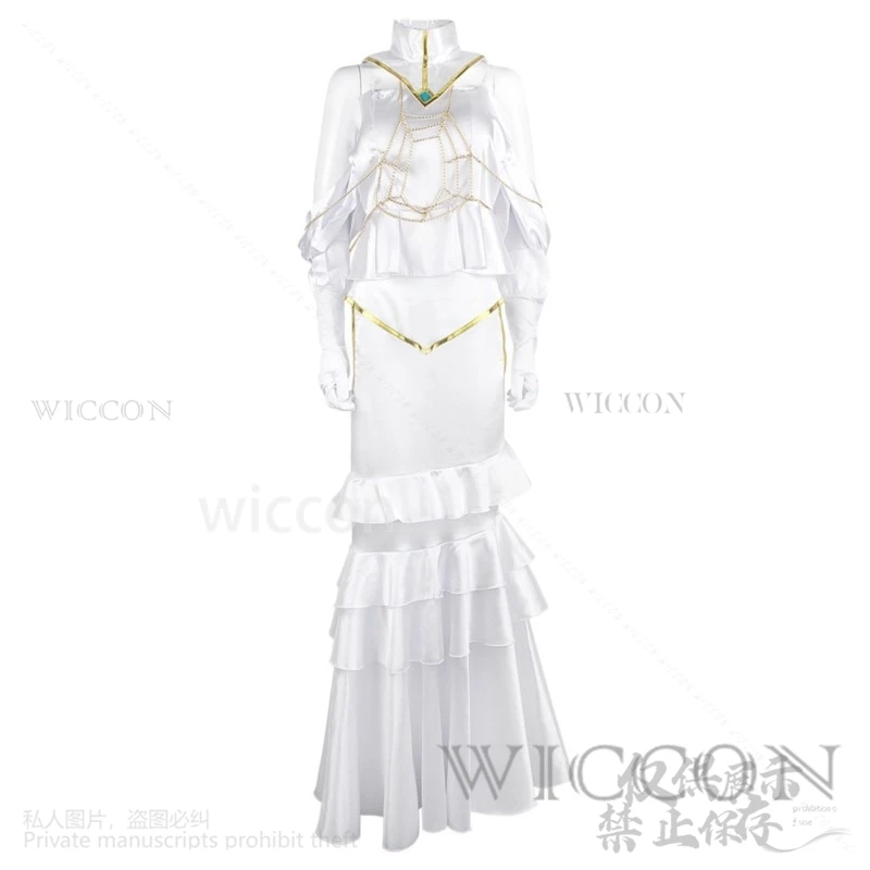 Anime Overlord Cosplay Albedo Costume Halloween Christmas Women Girls White Dress Sexy Lolita Horn Long Wigs Roleplay For Party