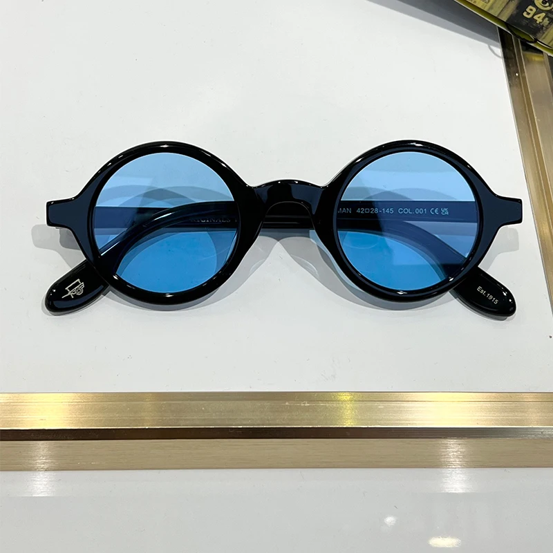 

Luxury Designer Sunglasses Mens Sunglasses Blue Round Acetate Frame Vintage Material Tint Sun Glasses Men Zolman