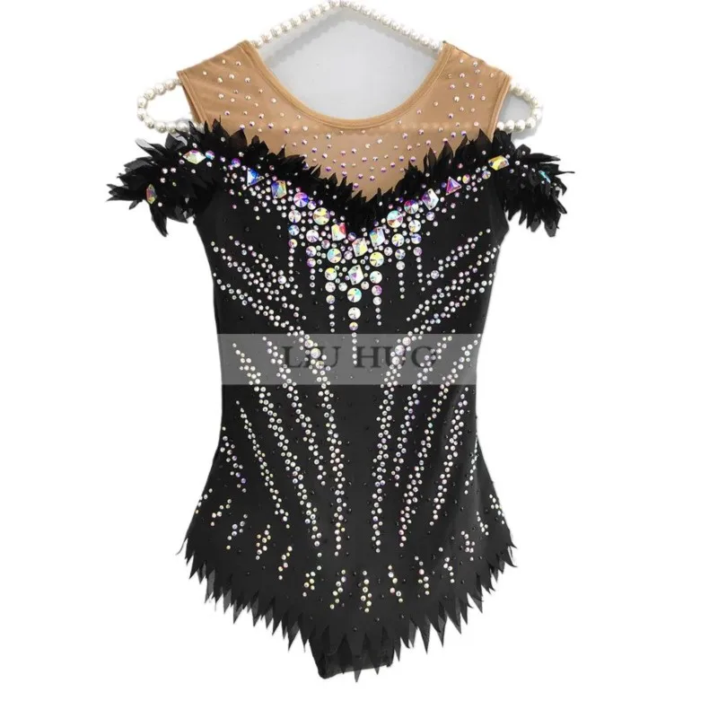 

Customized Girls' Sleeveless Black Bodybuilding Dance For Artistic Gymnastics Competition Performance Aerobics Clothing