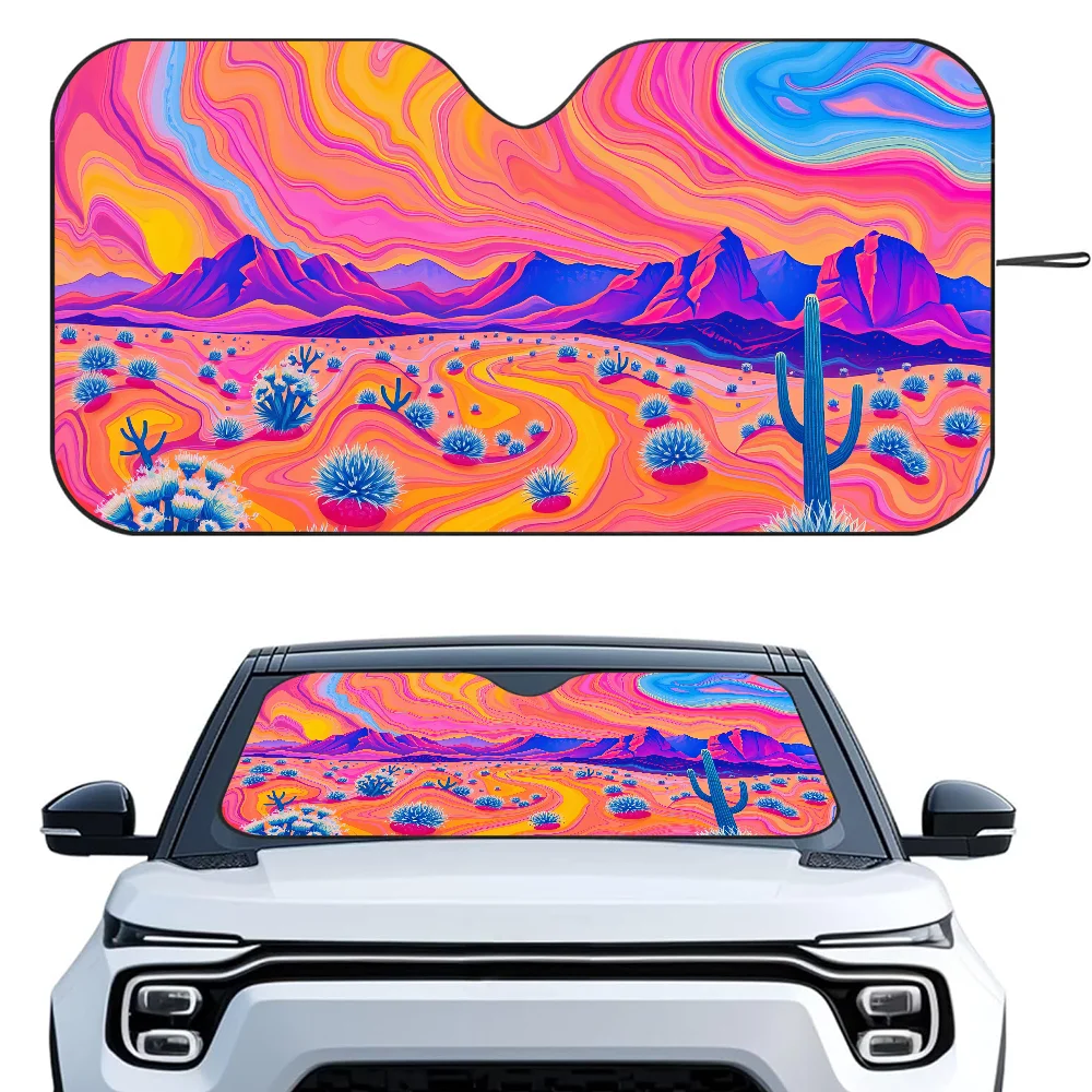 

Psychelic Landscape Car SunSha Heat-insulating Aluminum Film Windshield Sunshas UV Rays Blocks Car Sun Visor Protector