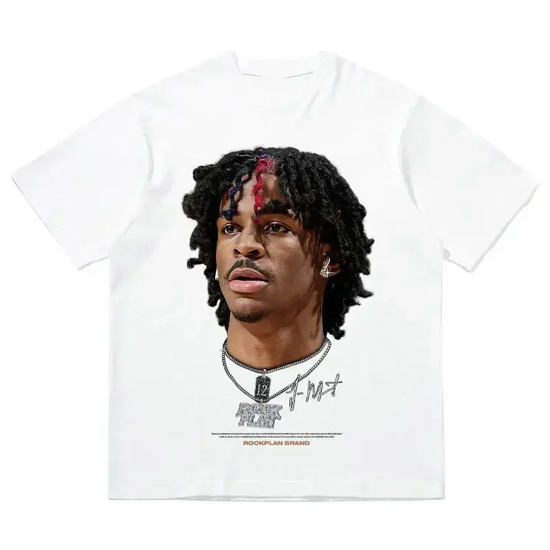 Cotton fashion brand Top Summer Men's casual Trend Youth Street hip-hop basketball 100% Face T-shirt for men image 2