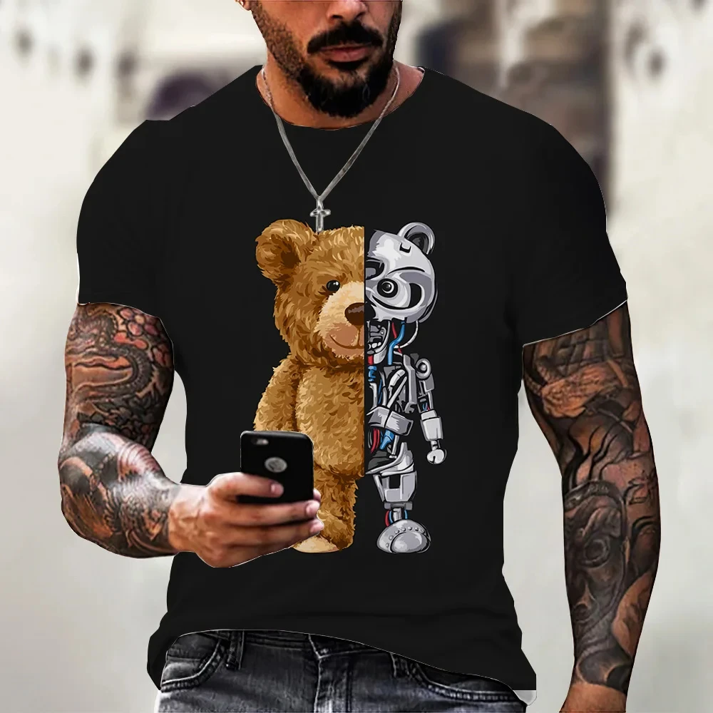 2024 Year 3d Teddy Bear Printing Men T Shirt Men Women Short Sleeve Tops Summer Street Trendhip Hop Harajuku Oversized Tshirts