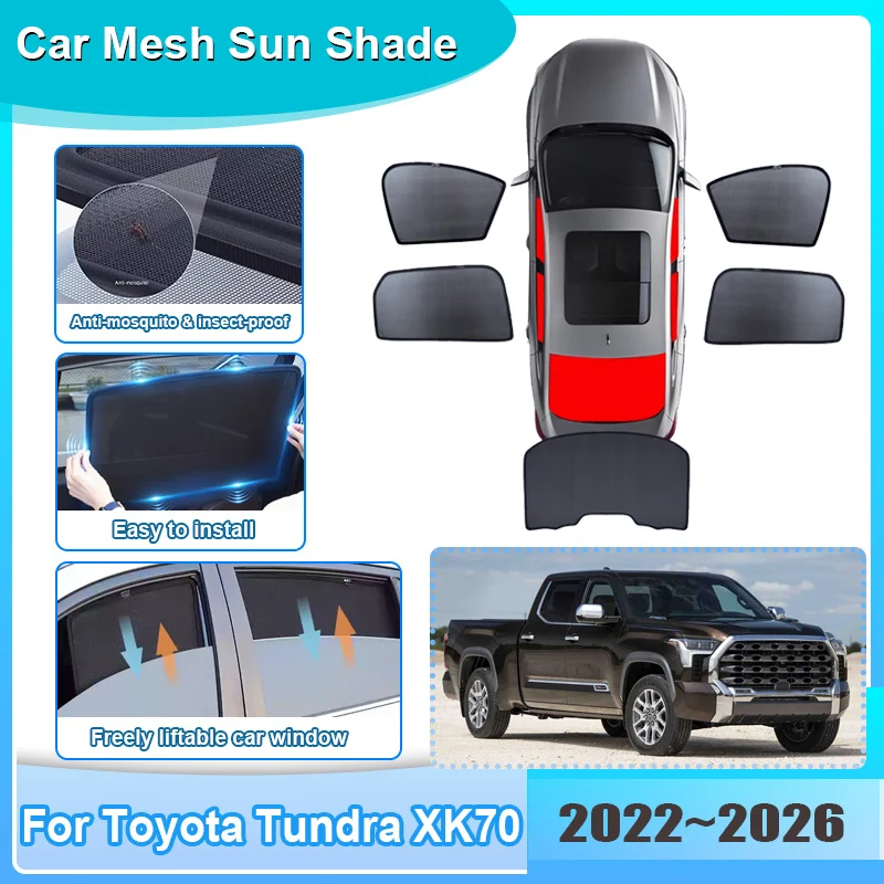 

Car Window Sunshade For Toyota Tundra XK70 2022-2026 2025 Visor Mesh Heat Insulation Windshield Frame Curtain Auto Accessories