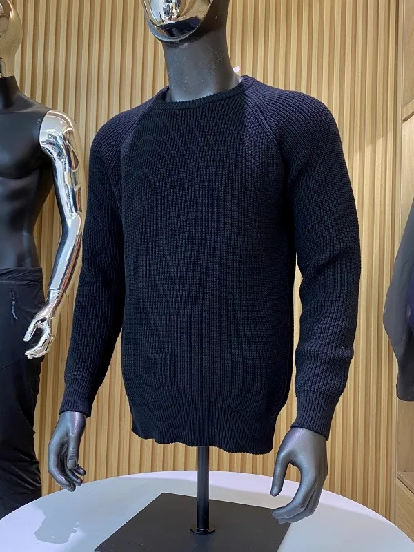 Ele Thiened Maglione lavorato a maglia in puro cotone Comodo caldo sopra la testa Inverno da uomo Colore rotondo Ne Maglieria accogliente