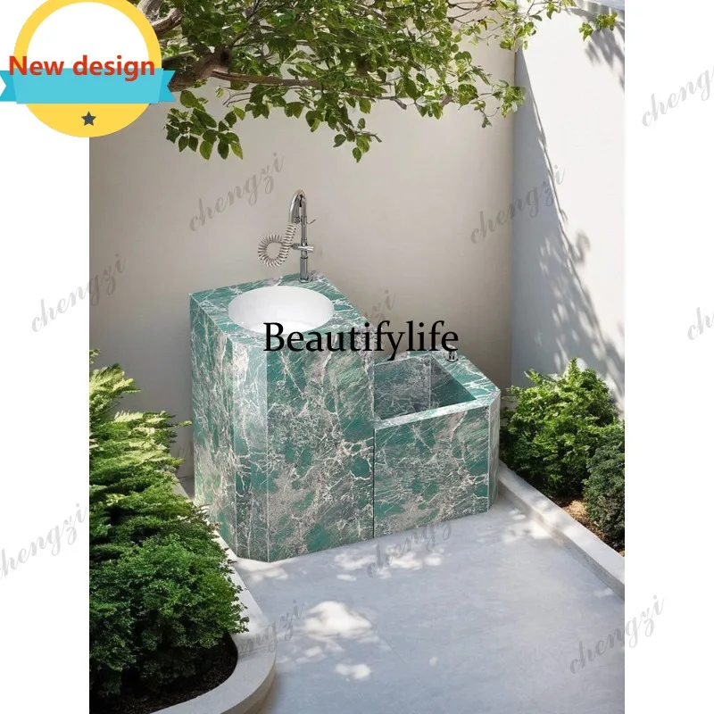 D8000   stone wash basin courtyard integrated outdoor floor wash basin pool outdoor mop pool