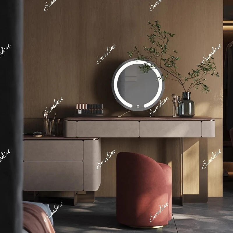 

bedside table Italian light luxury bedroom high-end natural luxury stone dresser, integrated