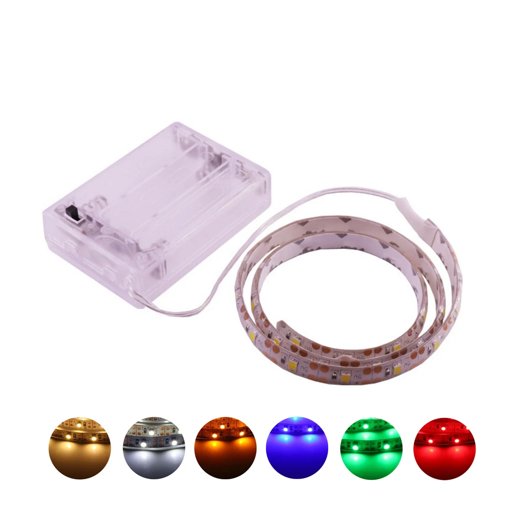 

3AA Battery Power Led Strip Light SMD2835 Flexible Lighting Ribbon Tape White/Warm White/Red/Blue/Green Strip Backlight 1M-5M