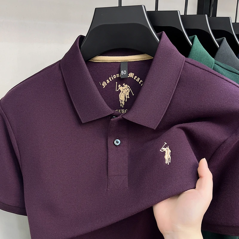 High-End 100% Baumwolle Kurzarm Polo Shirt Herren Sommer Luxus Marke Klassische Paul Pony Stickerei Freizeit Business Mode Golf T-Shirt – Detail 32