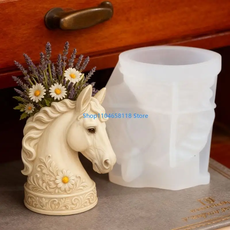 Multifunctional Flower Vessel Silicone Mold Horse Head for Handmade Craft