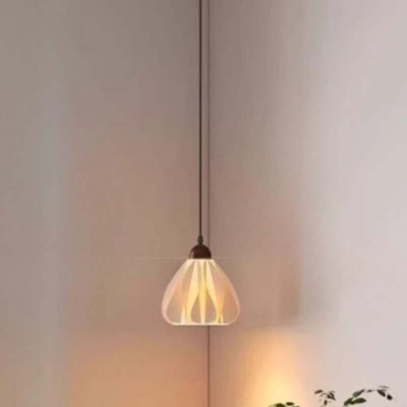 Nordic Retro Ceiling Wooden Pendant Lights LED Full Spectrum Bedroom Living Room Restaurant Petal Hanging Lamps Home Decoration