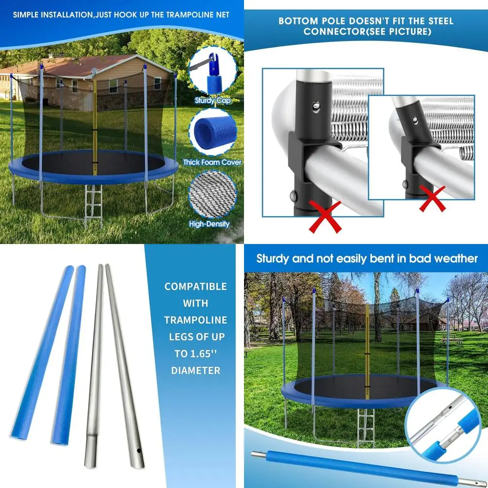 

15FT Trampoline Net and Enclosure Replacement With Clamps, Screws, Bolts, Tube Caps - Fits 6 Straight Poles for 15 Feet Round Tr