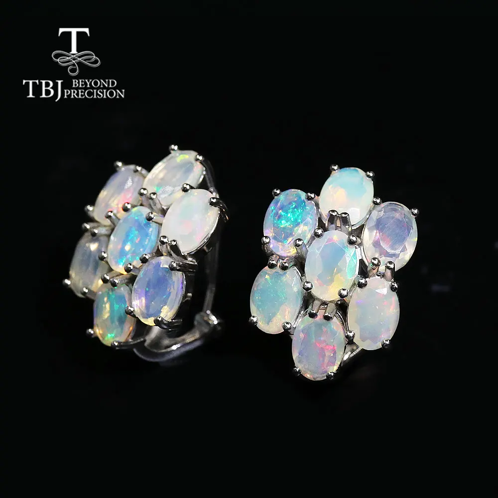 Colorful natural gemstone Ethiopia opal earring 925 sterling silver fine jewelry for women anniversary gift