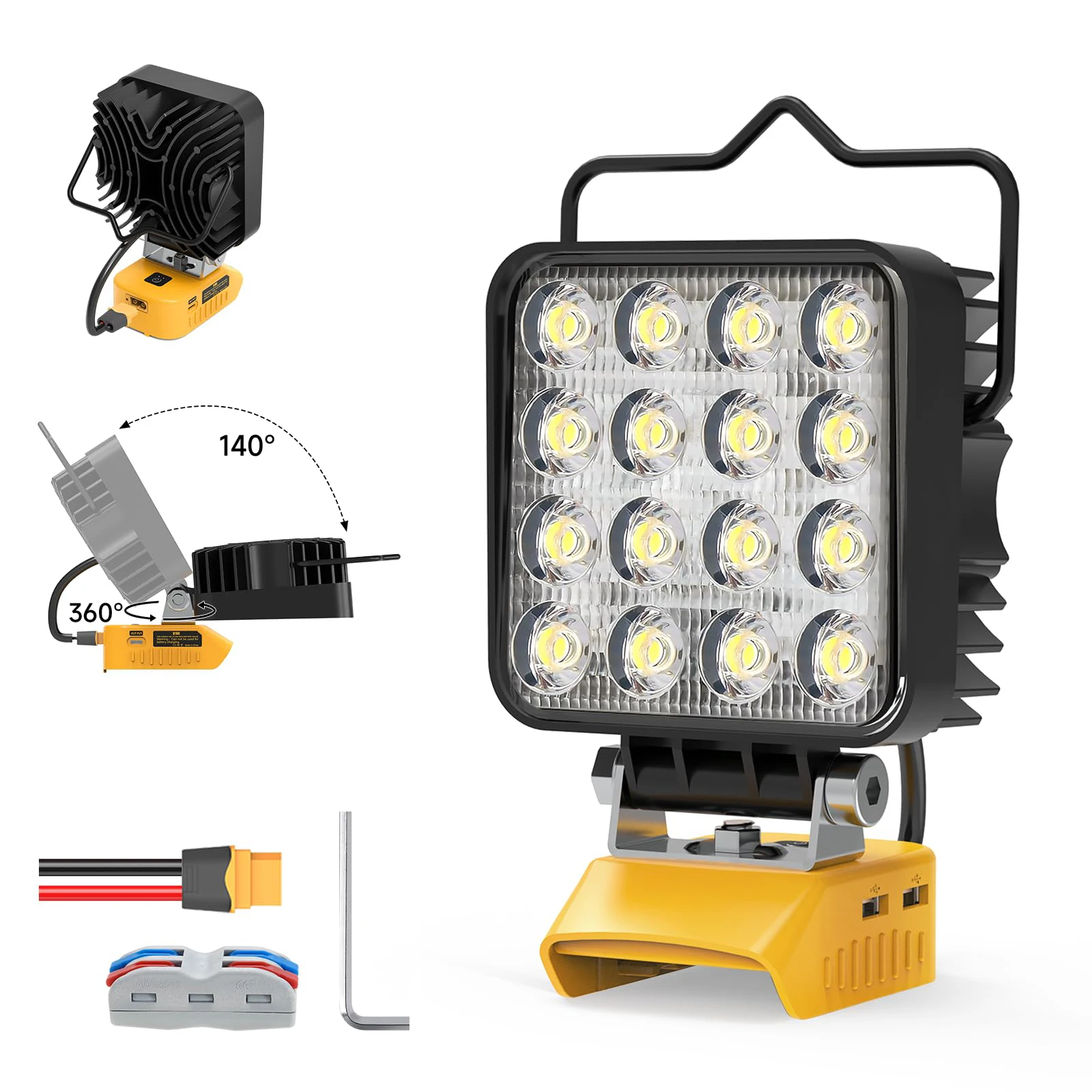 

Kzreect for DeWalt 20V Battery 42W/60W/72W LED Work Light，with Multi-functional Adapter for Outdoor Use (No Battery)