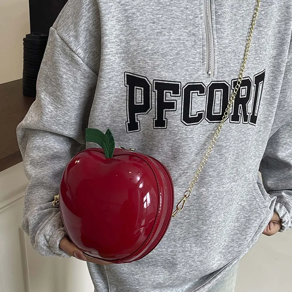 

Кошелек для монет в форме фрукта, сумка на цепочке, однотонная, большая вместимость, кожаная круглая сумка, легкая, водоотталкивающая.