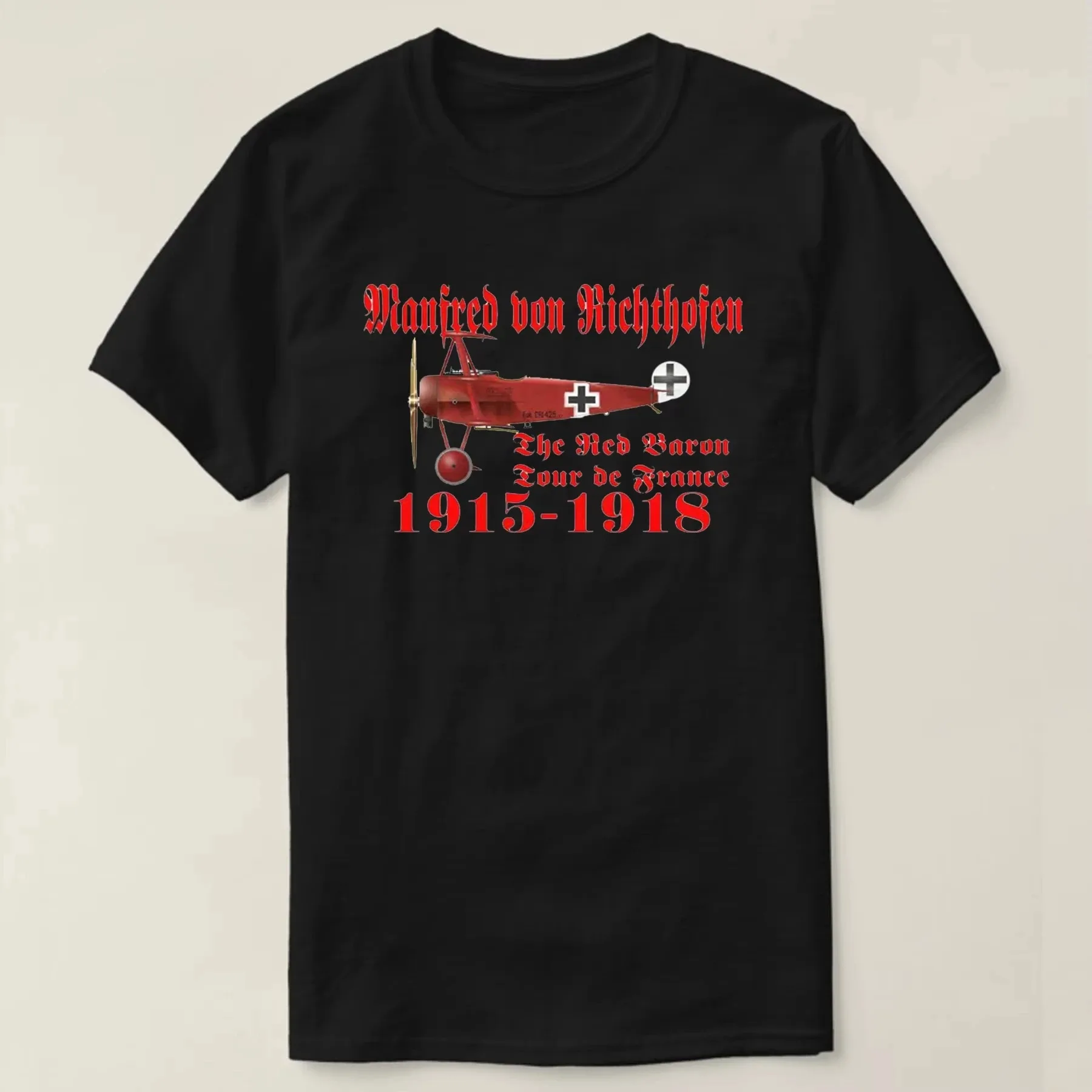 Camiseta de la Segunda Guerra Mundial, gira de Francia, la Fuerza Aérea Alemana, Ace, Baron Rojo, Von Rodríguezhofen, nueva camiseta informal de manga corta de algodón con cuello redondo para hombre