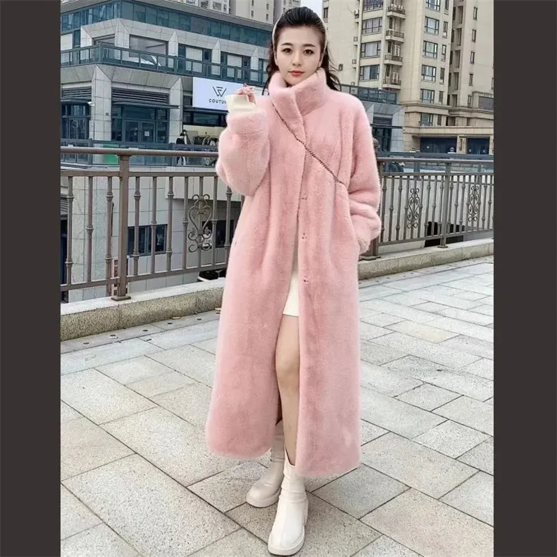 2024 Autumn Winter Women\'s New Stand Up Collar Environmentally Friendly Fur, Fashionable Fur Coat, Fur Integrated Coat, Mink Fur