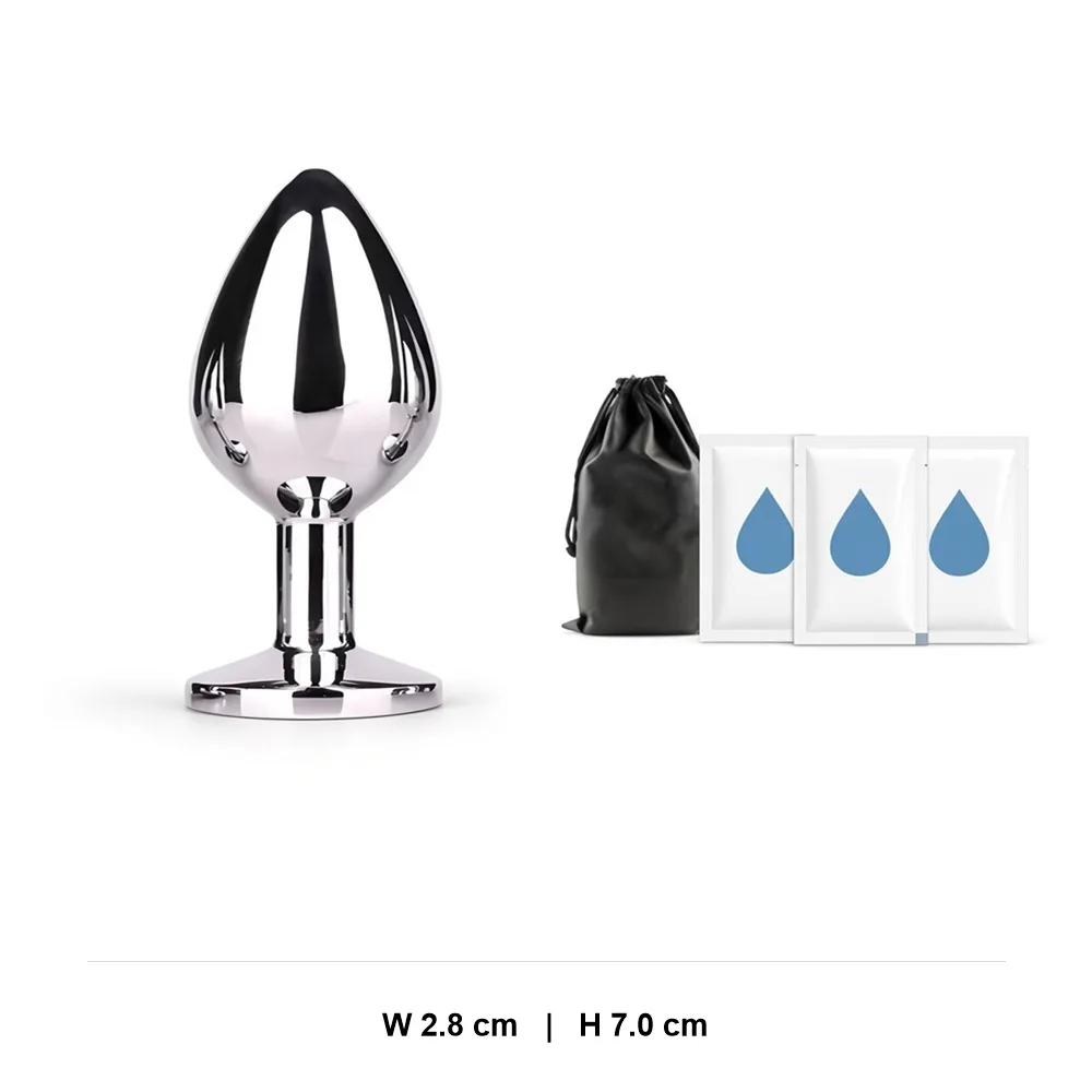 Metal Anal Plug Gift Pouch Lube Pack Stainless Assorted Size Adult Couple Toy
