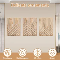3Pcs Wood Wall Art Wall Sculpture Decor Openwork Wooden Wall Ornament Easy to Hang Timber Wall Artwork for Home Living Room 2