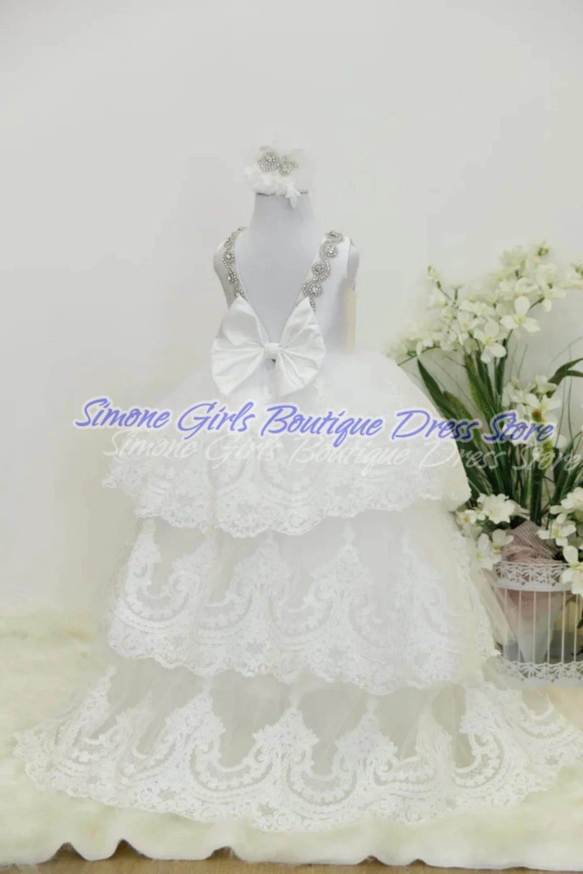 فساتين فتاة الزهور بدون أكمام مطرزة بالترتر لحفلات الزفاف وحفلات الاستقبال الرسمية وحفلات الرقص الأولى