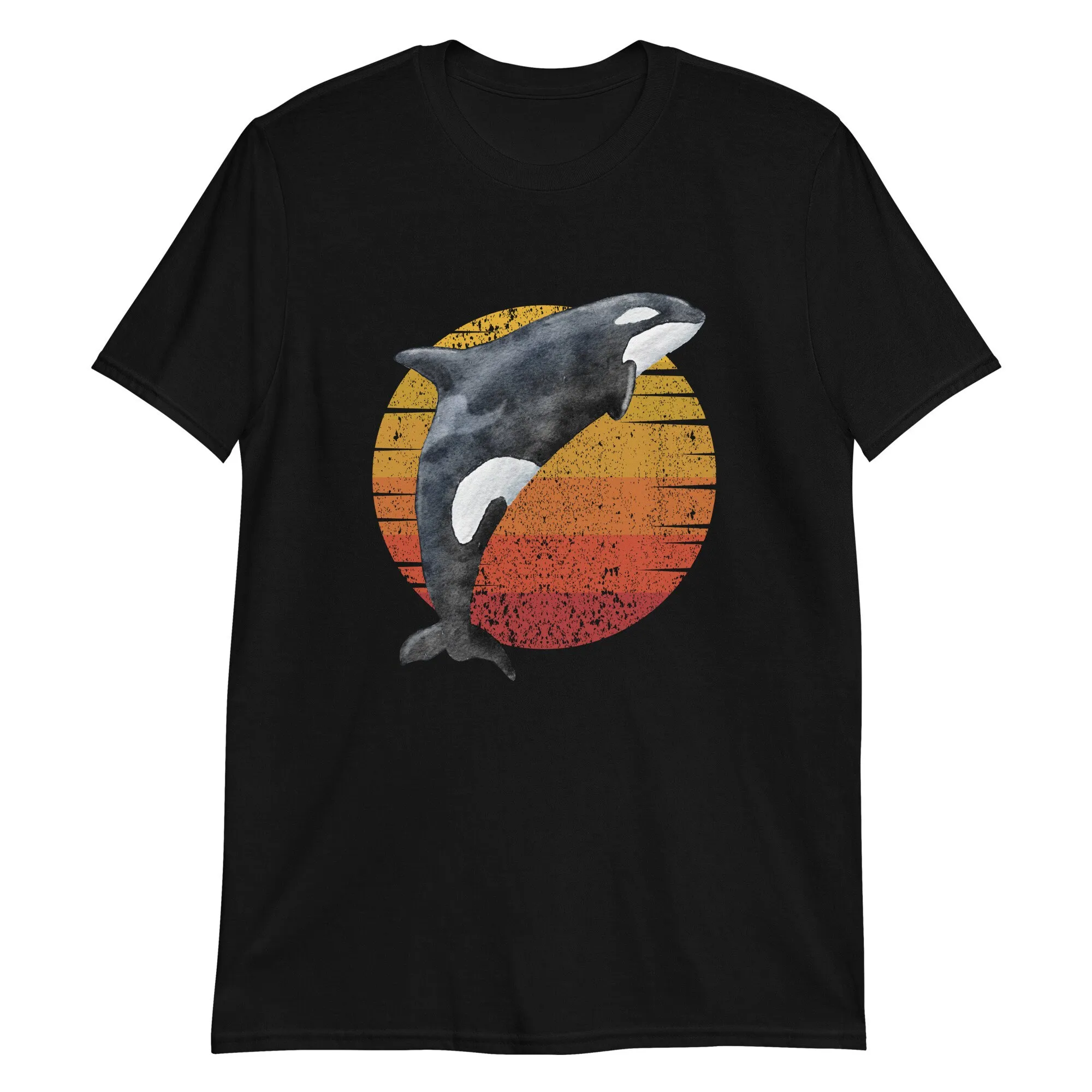 Retro Orca Leap Sunburst Sky T Shirt