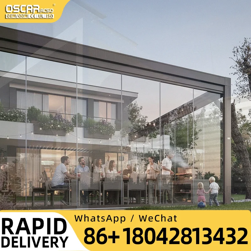 Modern Motorized Louvered Roof for Balcony and Garden in Western Regions Bioclimatique Aluminium Structure Ideal for Swimming Po