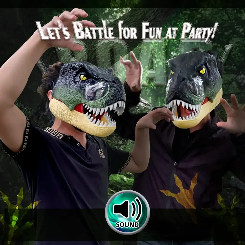 Christmas cosplay dinosaur mask Tyrannosaurus rex cos Velociraptor Halloween sound-light-electric headgear toydinosaur kids